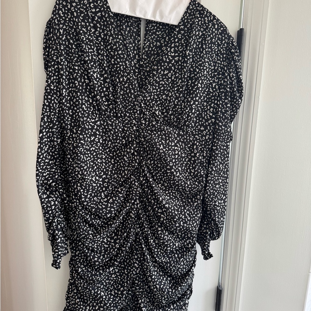 Elegant Black and White Ruched Mini Dress